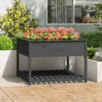 Jardinera con estante de madera maciza de pino 111,5x54x81 cm