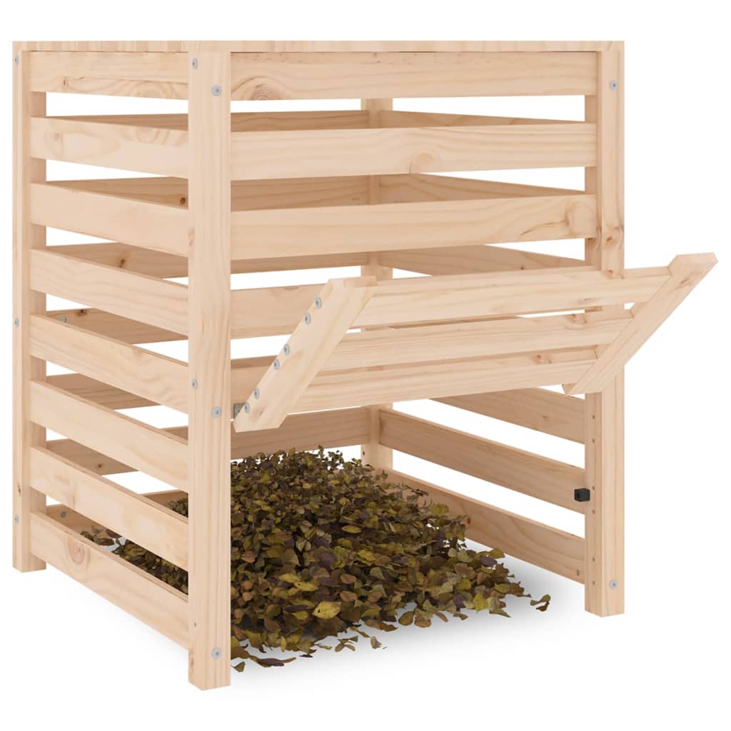 Compostador de madera maciza de pino 63,5x63,5x77,5 cm