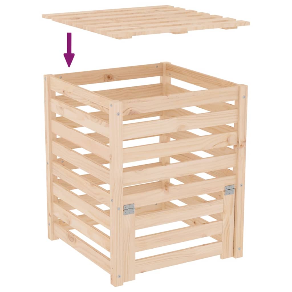 Compostador de madera maciza de pino 63,5x63,5x77,5 cm