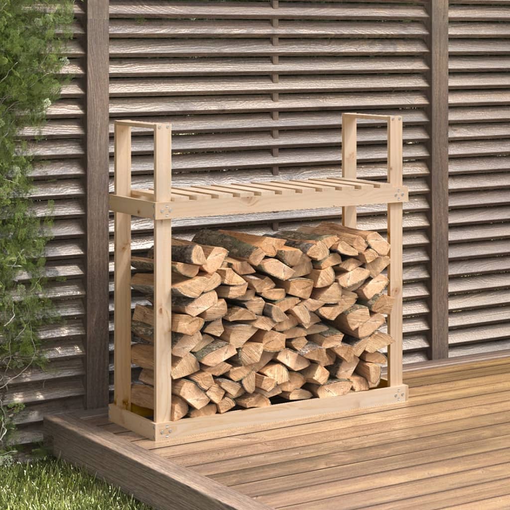 Leñero de madera maciza de pino 108x73x108 cm