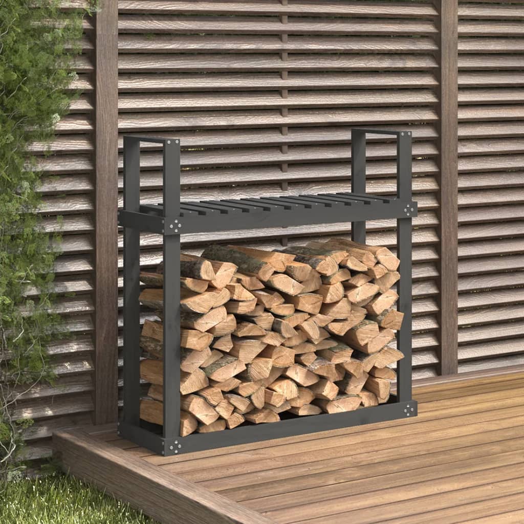 Leñero de madera maciza de pino blanco 108x73x79 cm