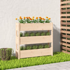 Jardinera con estante de madera maciza de pino 111,5x54x81 cm