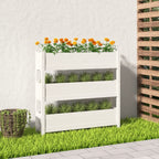 Jardinera con estante de madera maciza de pino 111,5x54x81 cm