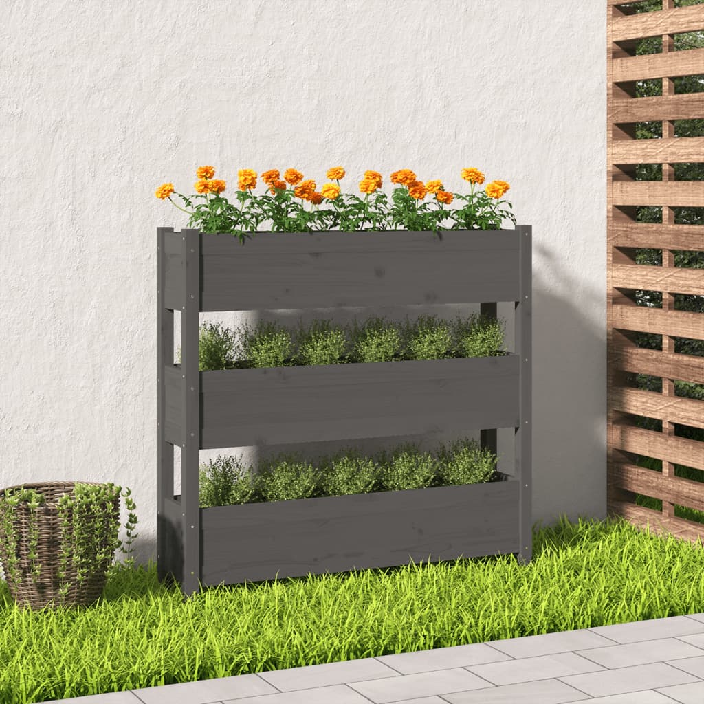 Jardinera con estante de madera maciza de pino 111,5x54x81 cm