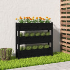 Jardinera con estante de madera maciza de pino 111,5x54x81 cm