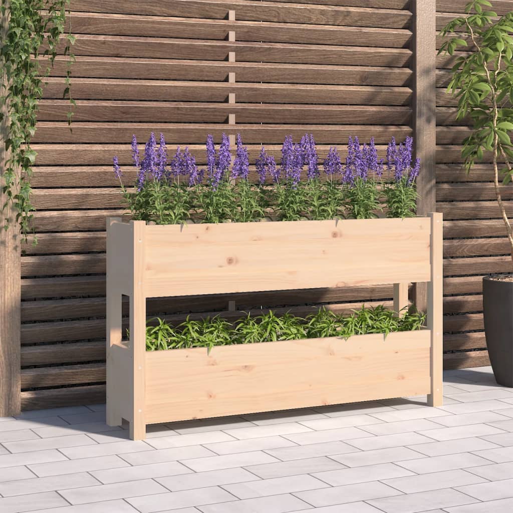 Jardinera con estante de madera maciza de pino 111,5x54x81 cm