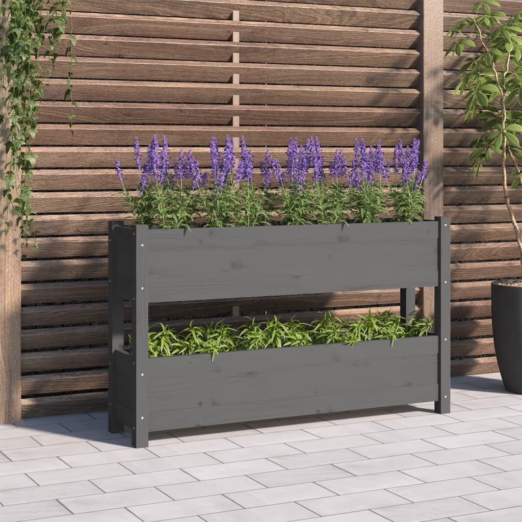 Jardinera con estante de madera maciza de pino 111,5x54x81 cm
