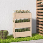 Jardinera con estante de madera maciza de pino 111,5x54x81 cm