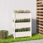 Jardinera con estante de madera maciza de pino 111,5x54x81 cm
