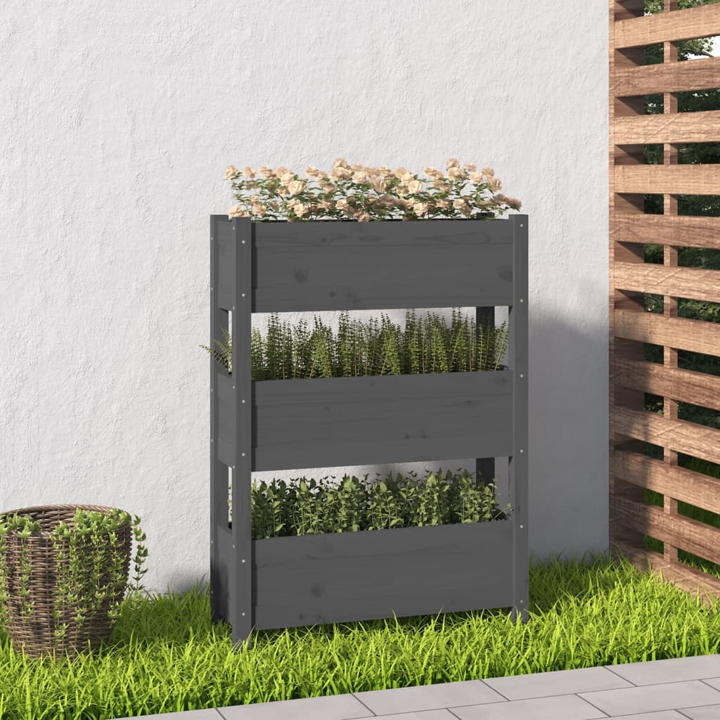 Jardinera con estante de madera maciza de pino 111,5x54x81 cm