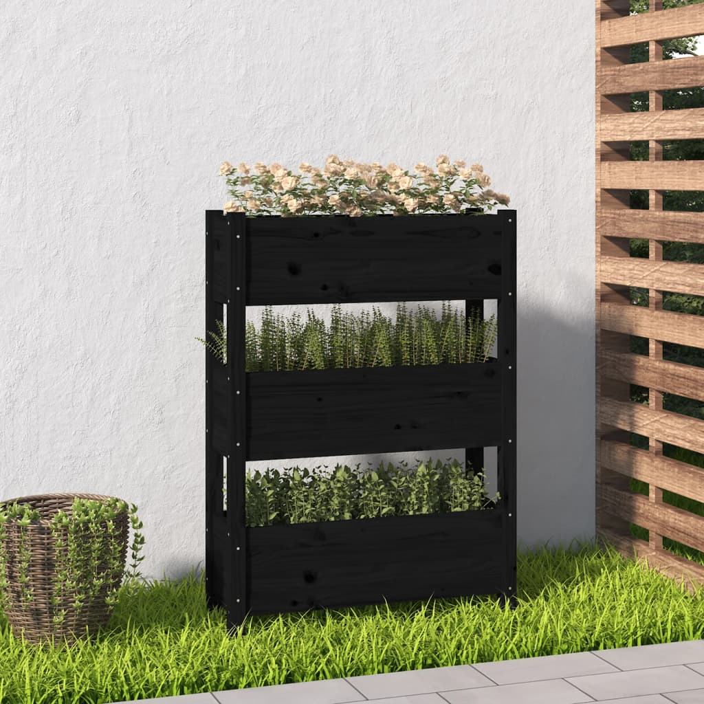 Jardinera con estante de madera maciza de pino 111,5x54x81 cm
