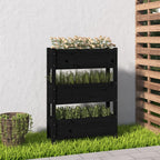 Jardinera con estante de madera maciza de pino 111,5x54x81 cm