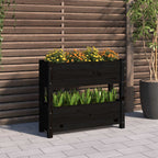 Jardinera con estante de madera maciza de pino 111,5x54x81 cm
