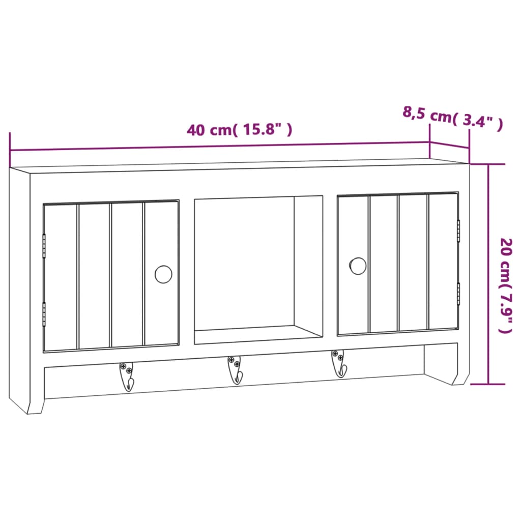 Armario para llaves blanco contrachapada y acero 40x8,5x20 cm