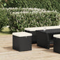 Ottoman with black cushion 40x30x40 cm synthetic rattan