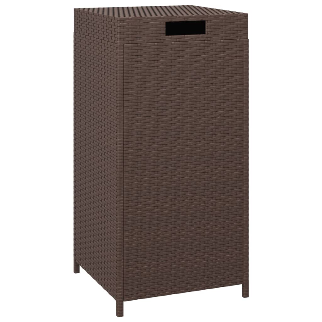 Cubo de basura ratán sintético marrón 40x40x80 cm