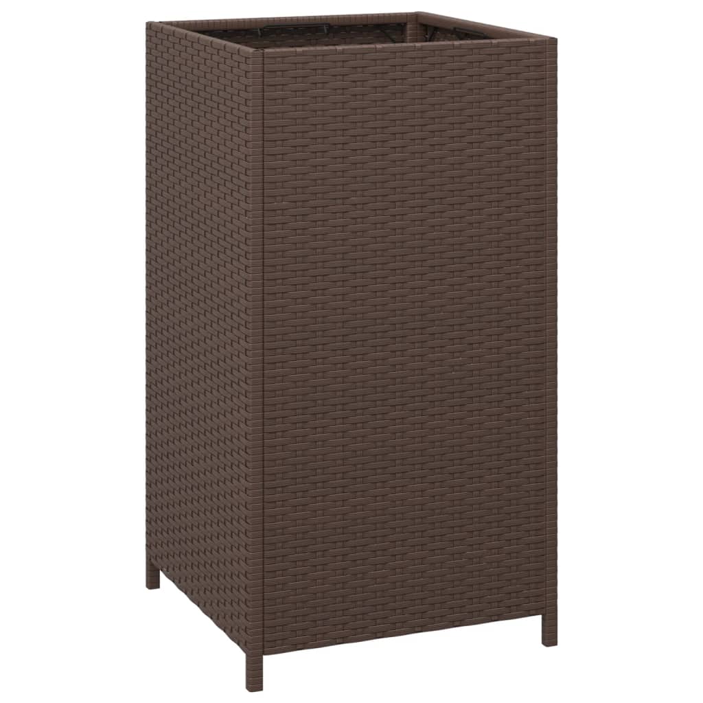 Cubo de basura ratán sintético marrón 40x40x80 cm