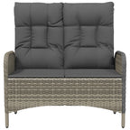 Banco de jardín reclinable con cojines ratán PE gris 107 cm