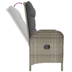 Banco de jardín reclinable con cojines ratán PE gris 107 cm