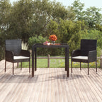 Mesa de jardín superficie de vidrio ratán PE beige 110x68x70 cm