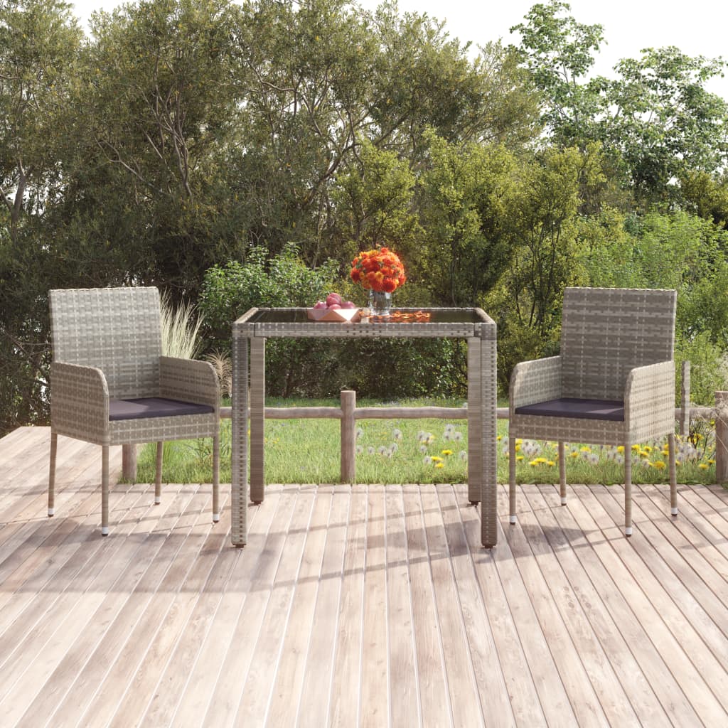 Mesa de jardín superficie de vidrio ratán PE beige 110x68x70 cm