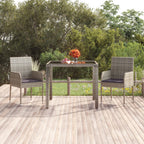 Mesa de jardín superficie de vidrio ratán PE beige 110x68x70 cm