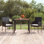Mesa de jardín superficie de madera ratán PE beige 110x68x70 cm