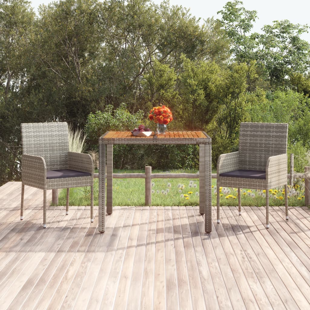 Mesa de jardín superficie de madera ratán PE beige 110x68x70 cm