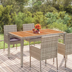 Mesa de jardín superficie de madera ratán PE beige 110x68x70 cm