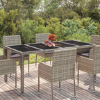 Mesa de jardín superficie de vidrio ratán PE beige 110x68x70 cm