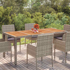 Mesa de jardín superficie de madera ratán PE beige 110x68x70 cm