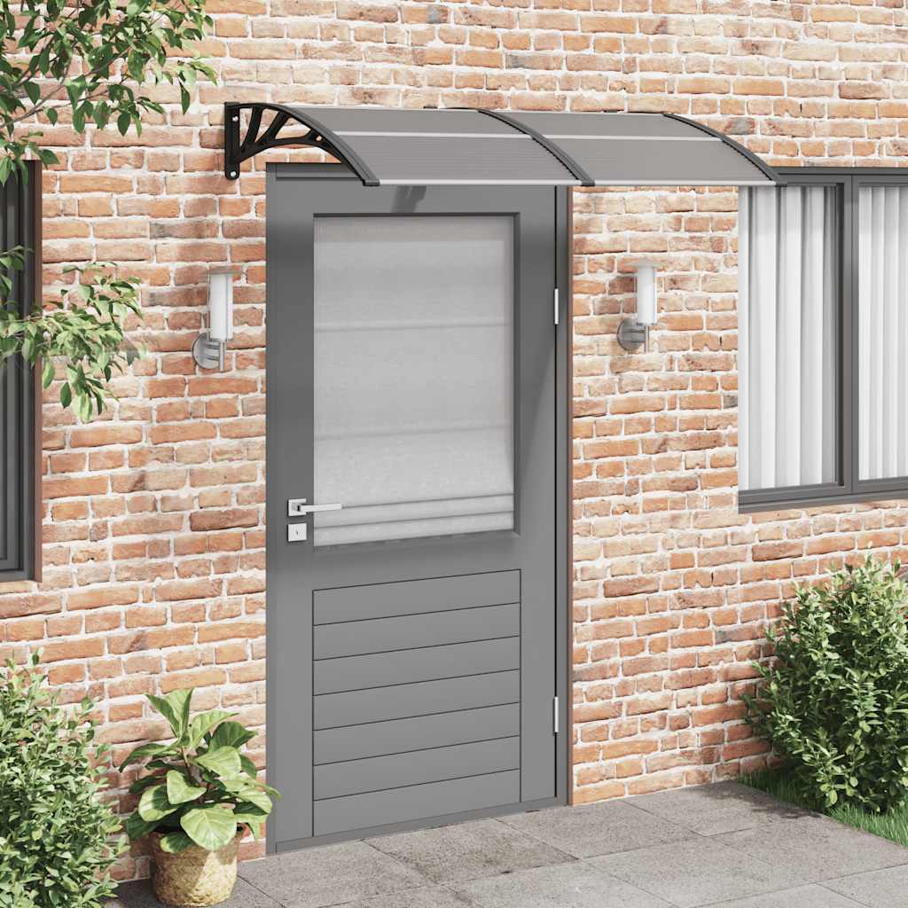 Marquesina de puerta policarbonato gris 150x100 cm