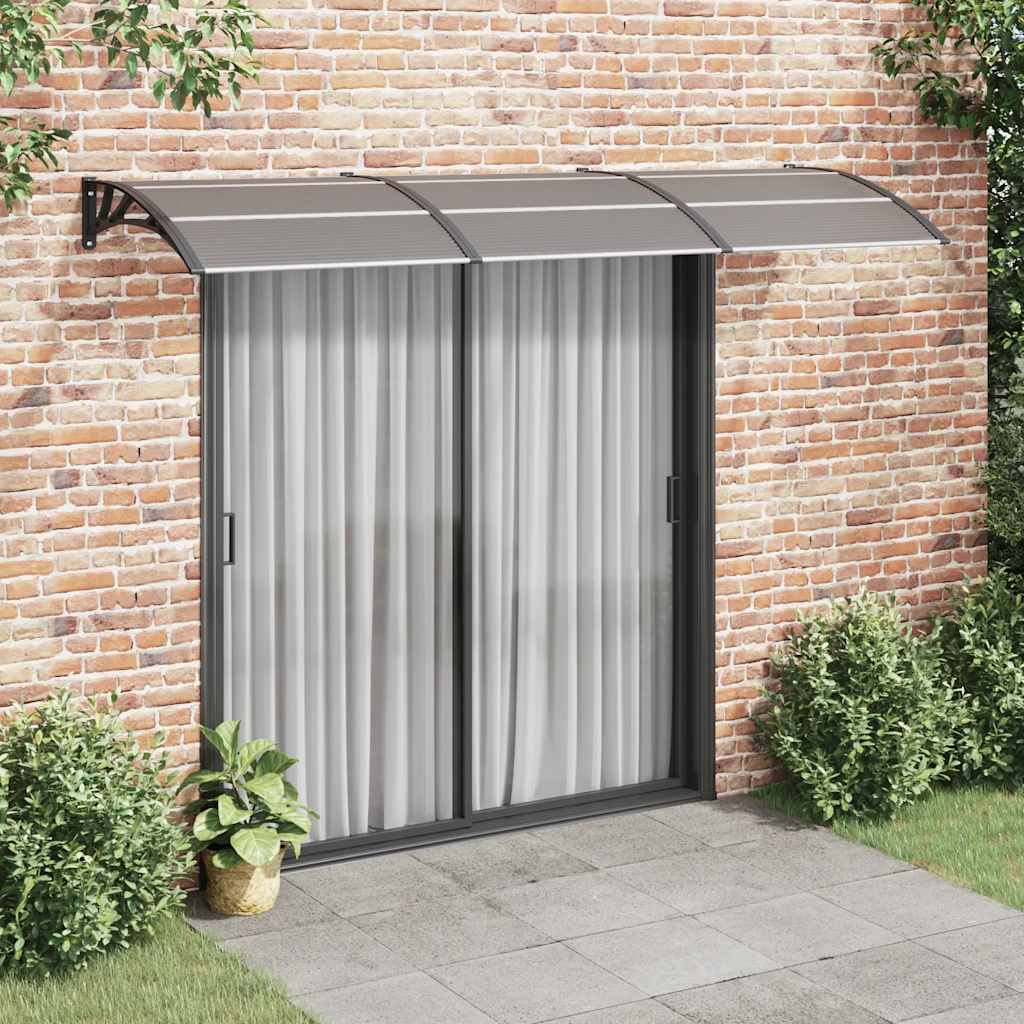 Marquesina de puerta policarbonato gris 150x100 cm