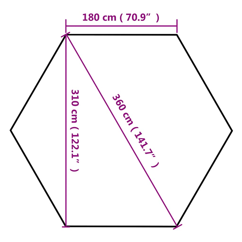 Carpa desmontable hexagonal paredes gris taupe 3,6x3,1m 220g/m²
