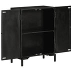 Aparador de hierro y madera maciza de mango negro 55x30x77 cm