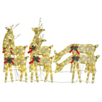Renos de Navidad 6 piezas de malla blanca cálida dorada