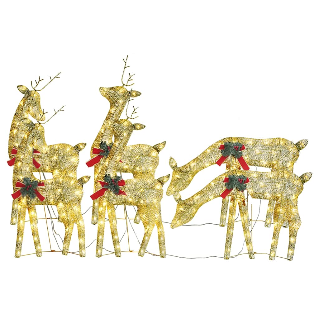 Renos de Navidad 6 piezas de malla blanca cálida dorada