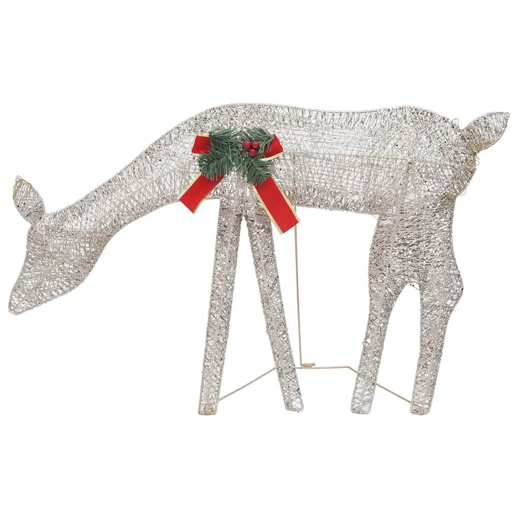 Renos de Navidad 6 piezas de malla blanca cálida dorada