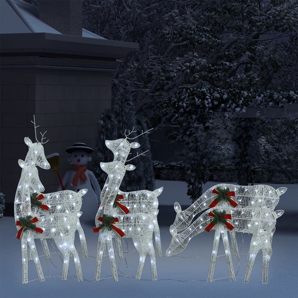 Renos de Navidad 6 piezas de malla blanca cálida dorada