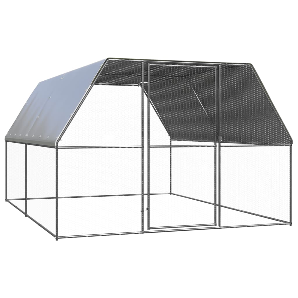 Galvanized Steel Chicken Coop Gray 300x91x100 cm
