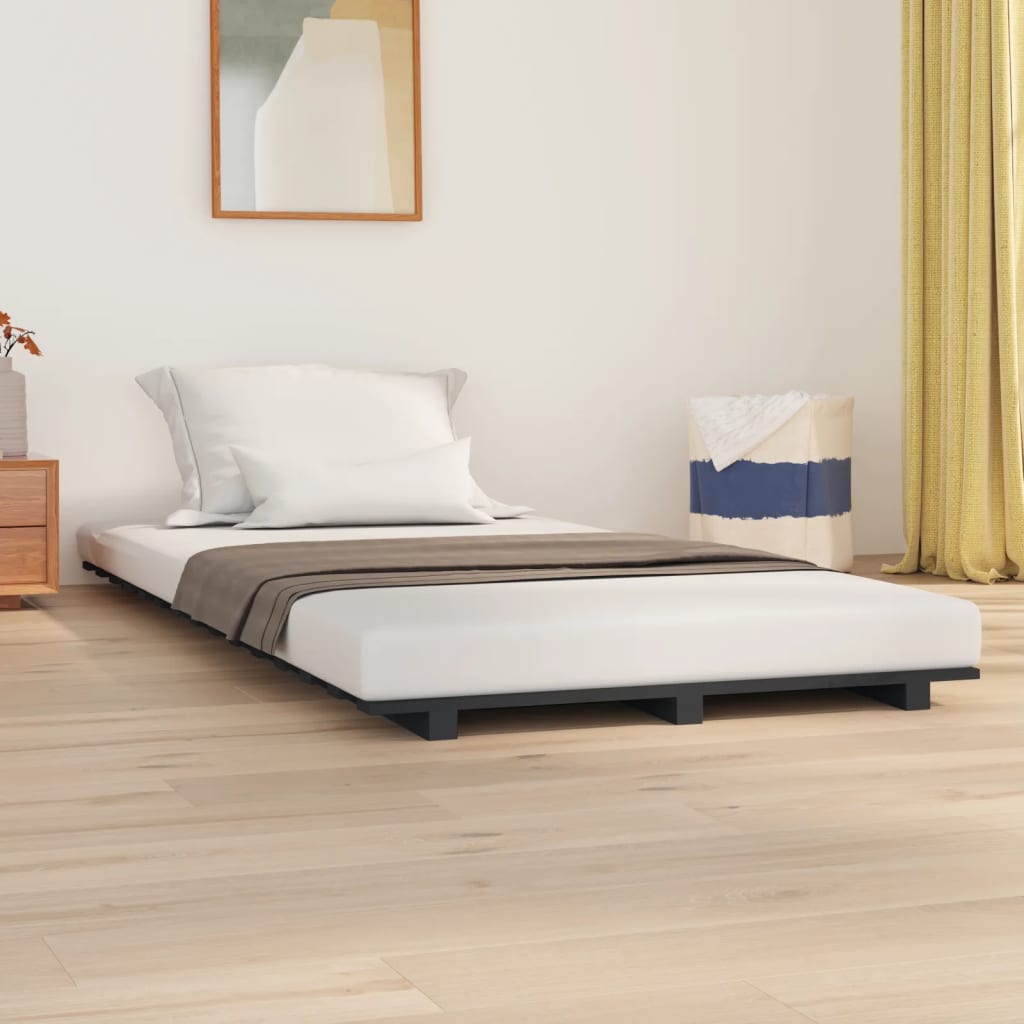 Estructura de cama de madera maciza de pino 140x190 cm