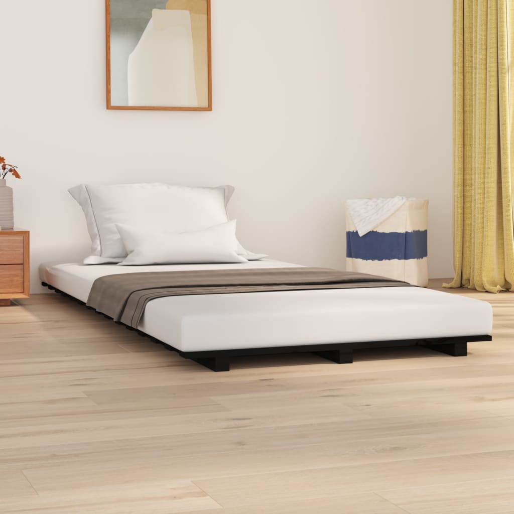 Estructura de cama de madera maciza de pino 140x190 cm