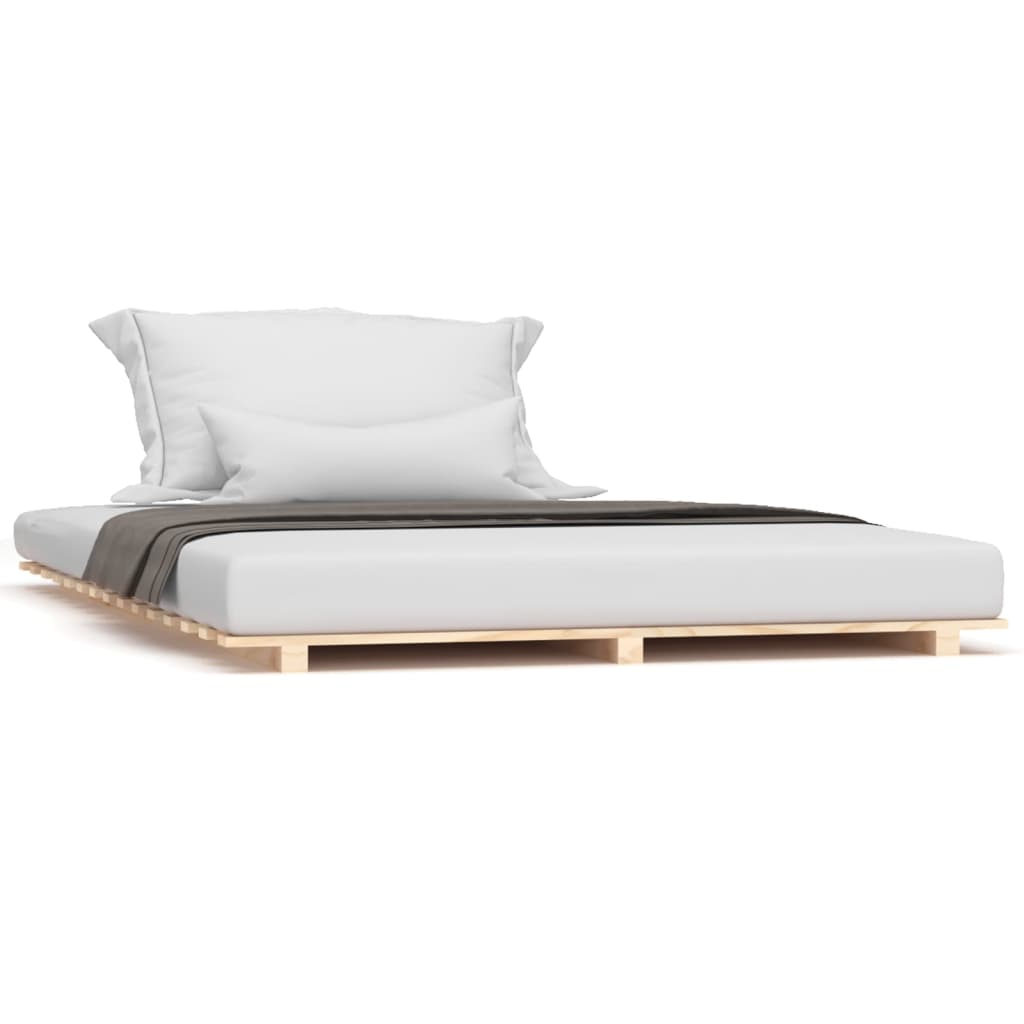 Estructura de cama de madera maciza de pino 140x190 cm