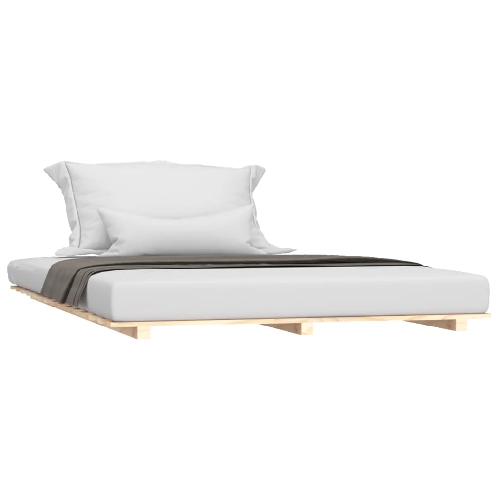 Estructura de cama de madera maciza de pino 140x190 cm