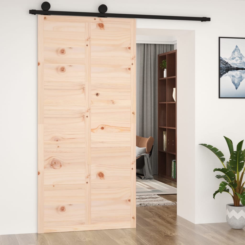 Puerta de granero madera maciza pino 100x1,8x214 cm