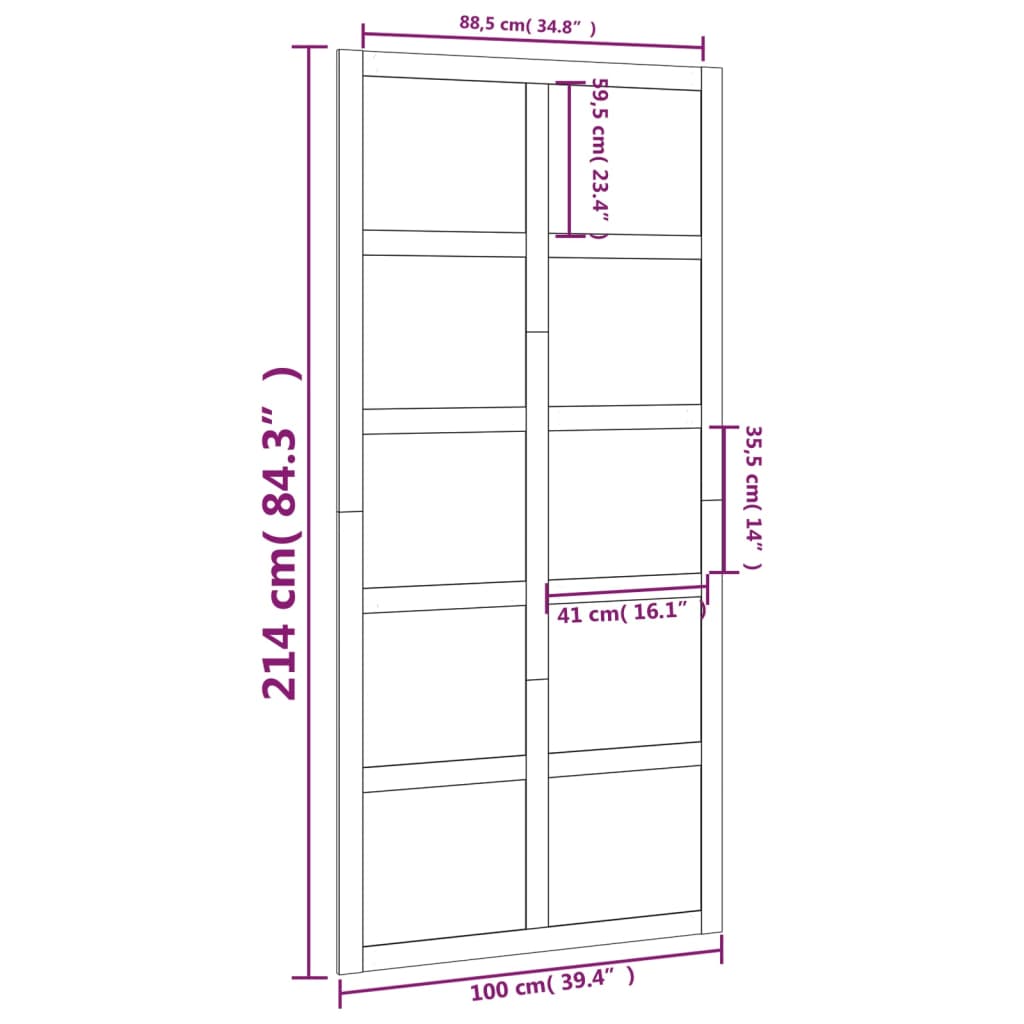 Puerta de granero madera maciza pino 100x1,8x214 cm