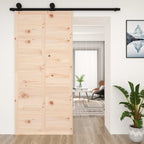 Puerta de granero madera maciza pino 100x1,8x214 cm