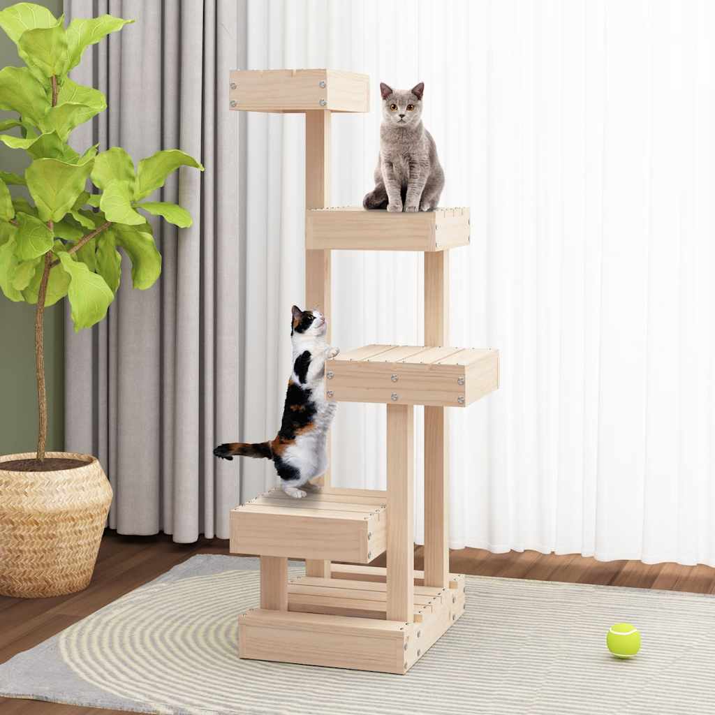 Árbol para gatos madera maciza de pino 45,5x49x103 cm