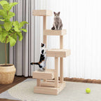 Árbol para gatos madera maciza de pino 45,5x49x103 cm