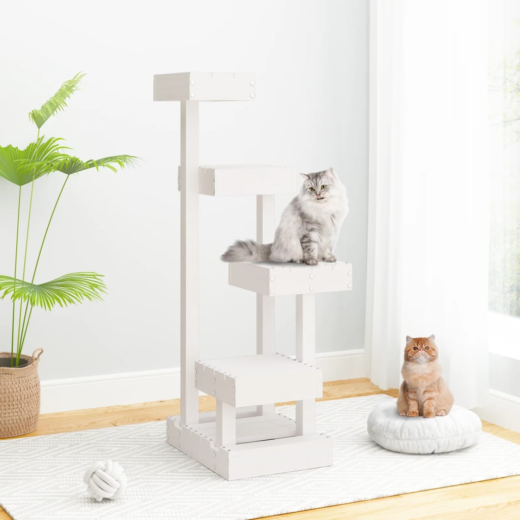 Árbol para gatos madera maciza de pino 45,5x49x103 cm